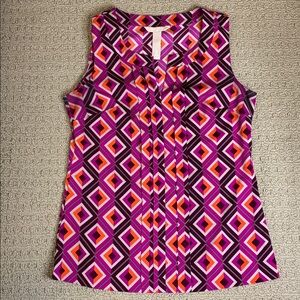 Banana Republic Sleeveless Top Pleated Front Geometric Pattern Size XS